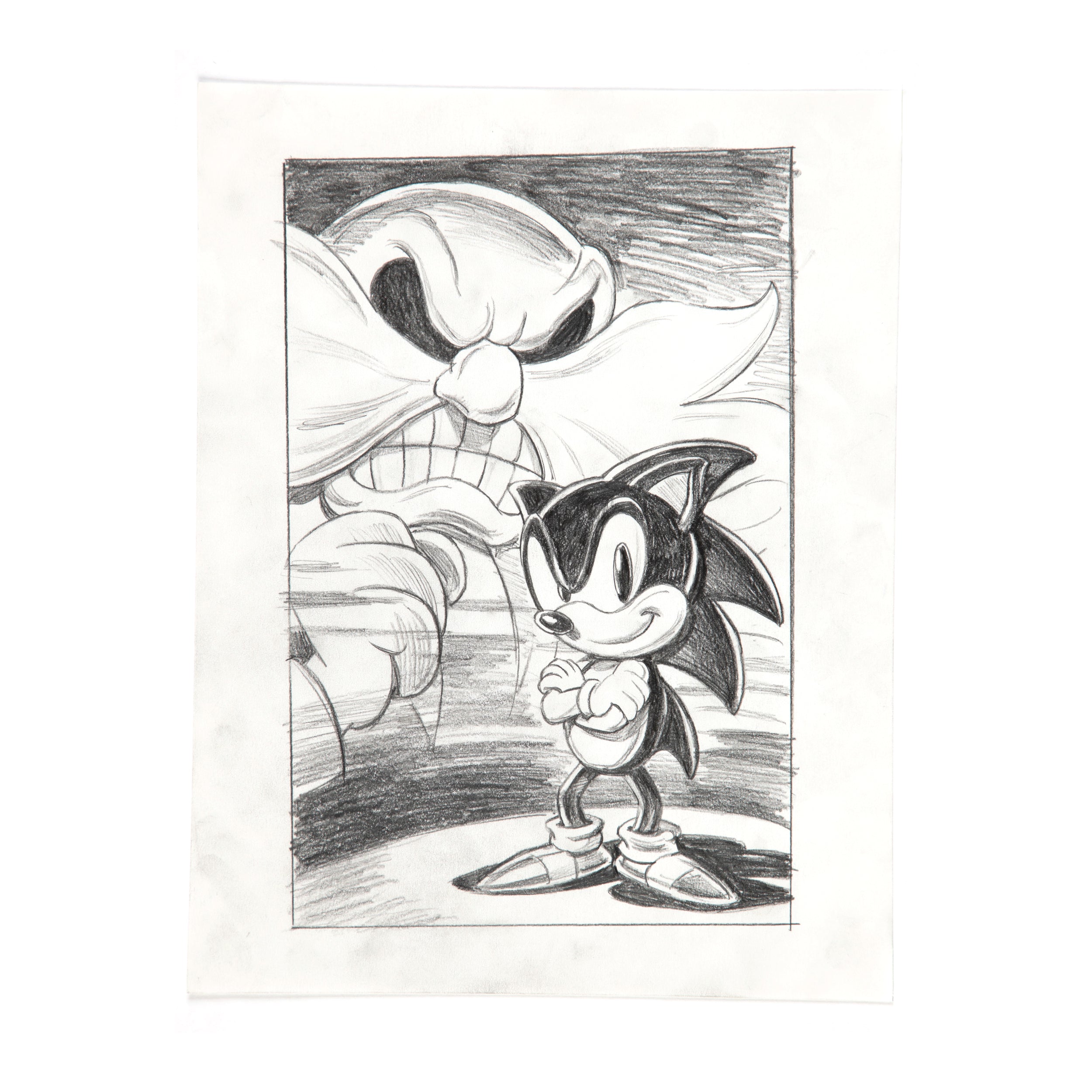 Sonic the Hedghog 2 Unused Cover Pencil Sketch (Sega Genesis)