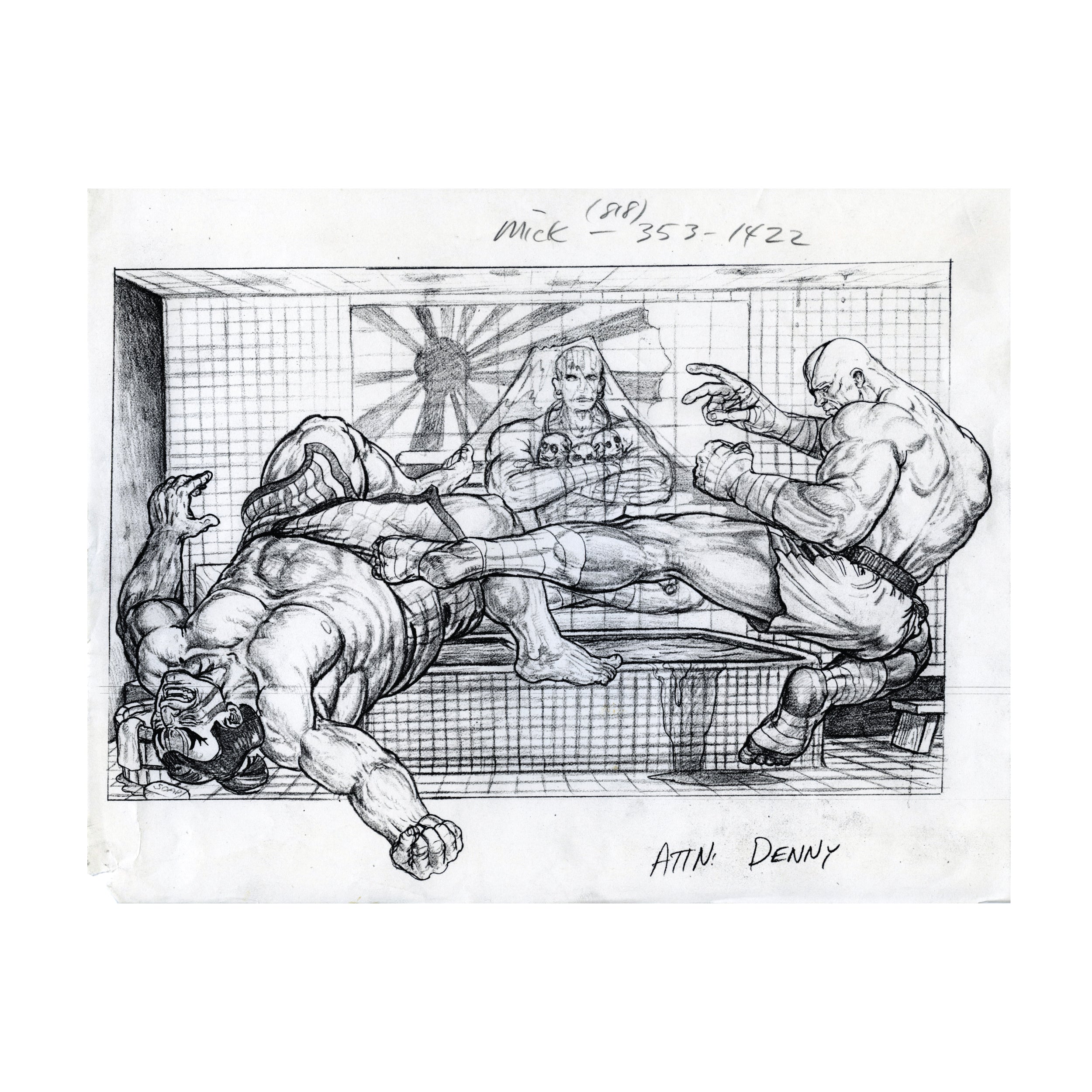 Street Fighter II Turbo Cover Sketch (SNES, Unused Alternate)
